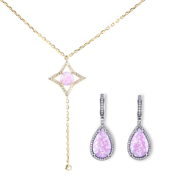 Purple Opal Sterling Silver Jewelry Set