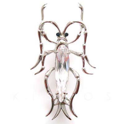 Swarovski Crystal Shrimp Bug Brooch