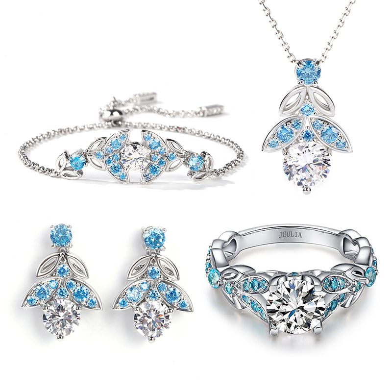 Butterfly Round Cut Sterling Silver Jewelry Set