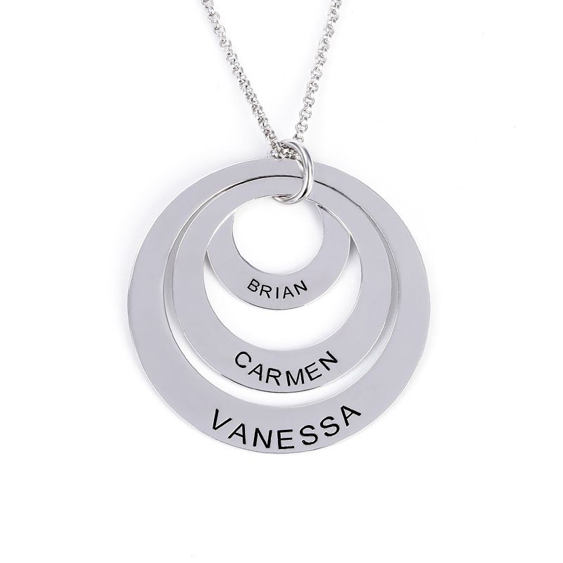 Three Disc Engraved Necklace Sterling Silver
